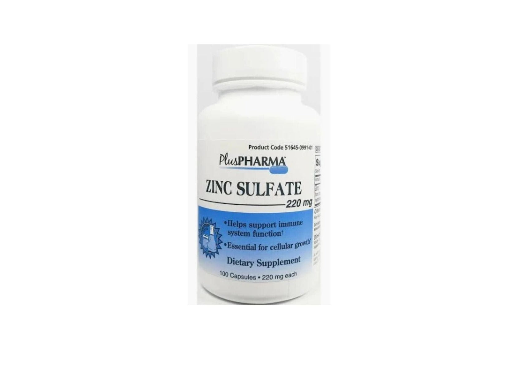 Zinc Sulfate, 220 MG, 100 Capsules Beachwood Medical Supplies