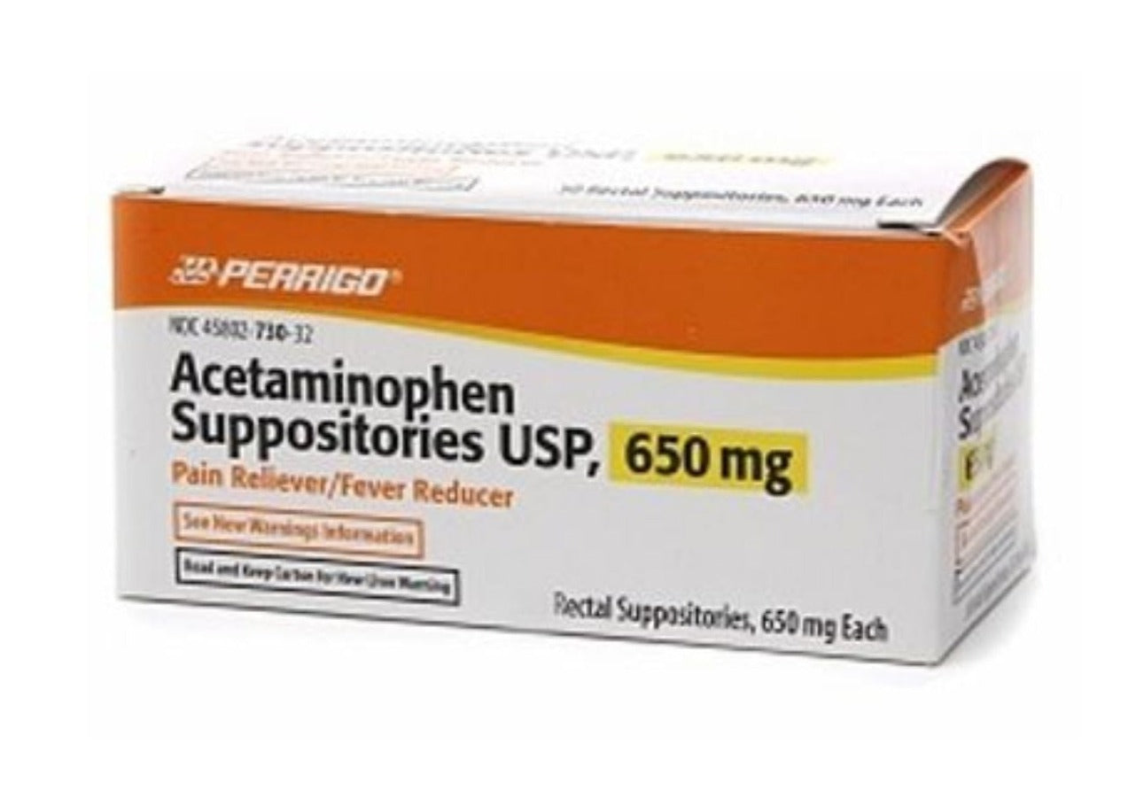 Acetaminophen (Tylenol) Suppositories, 650MG, 12/Bx