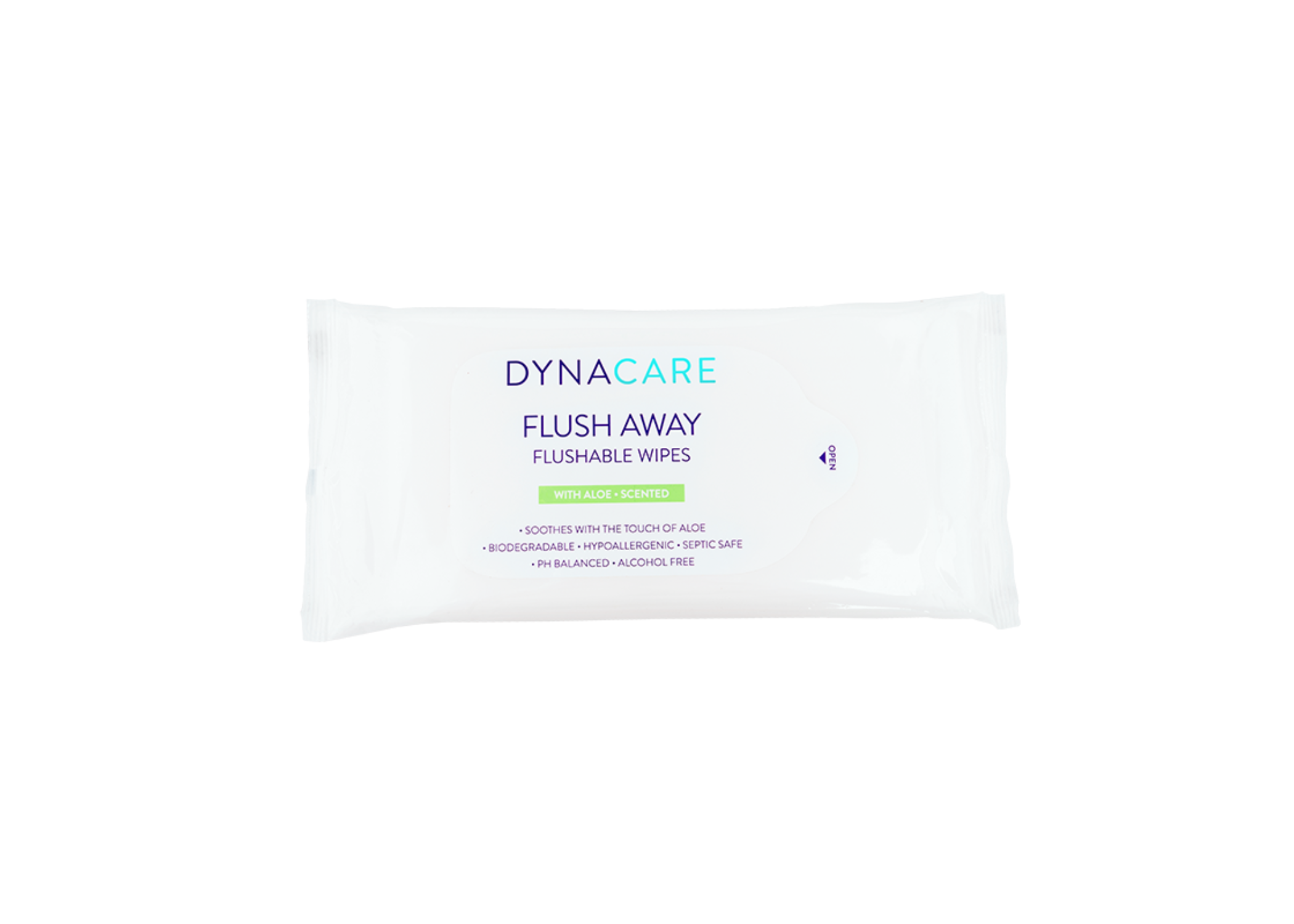 Flushable Wipes,	9" x 13" 24 wipes/soft pack 24/CS