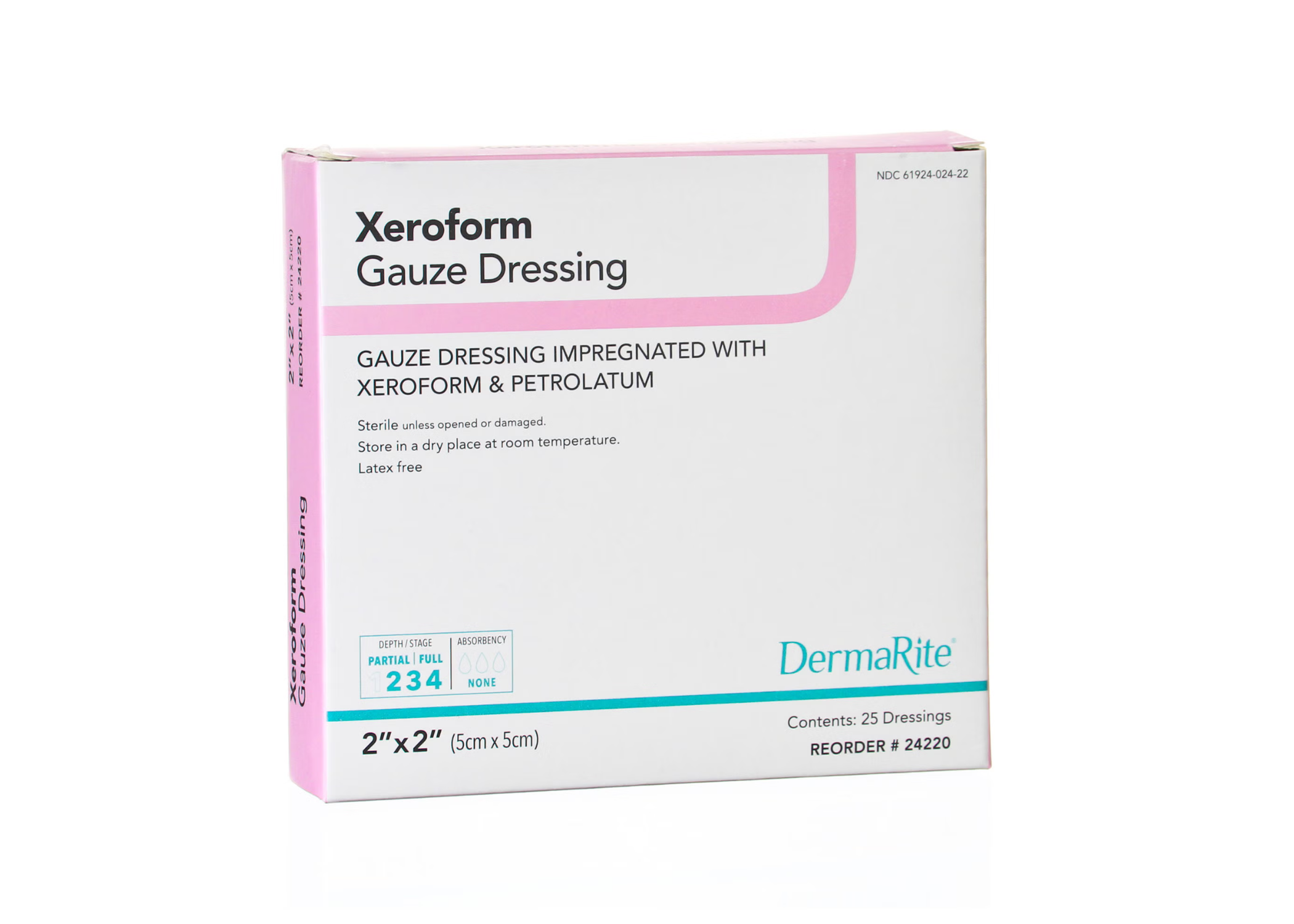 Dressing Xeroform, Petrolatum Dressing, 2" X 2", 25/BOX