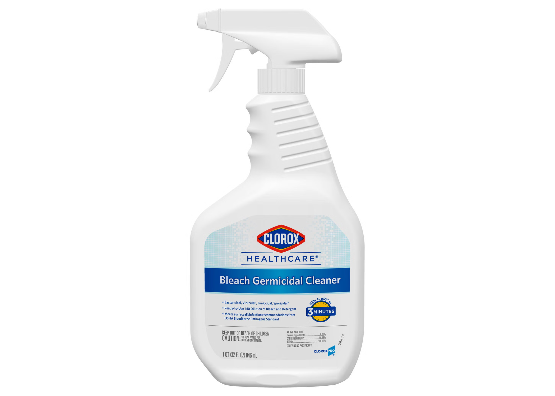 CLOREX HEALTHCARE BLEACH GERMICIDAL CLEANER SPRAY, UNSCENTED, 32 OZ, 6/CS