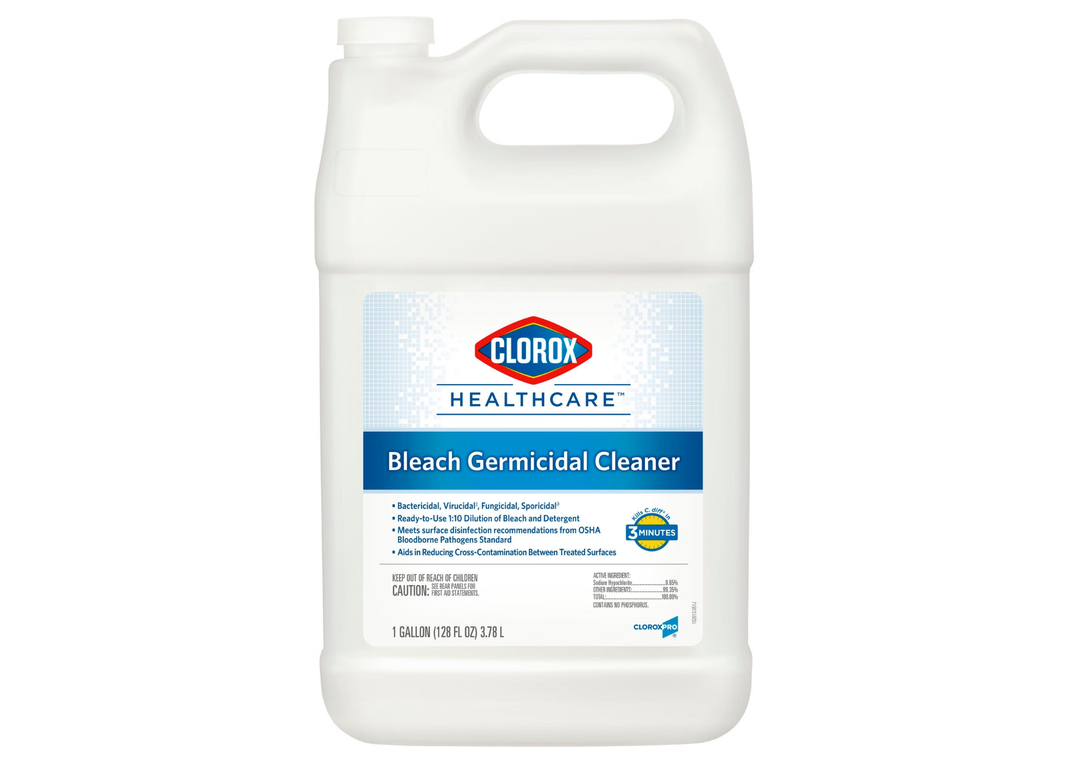 CLOREX HEALTHCARE BLEACH GERMICIDAL CLEANER REFILL, 128 OZ, 4/CS