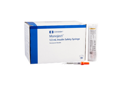 Insulin Syringe with Needle Monoject™ 1/2 mL 29 Gauge 1/2 Inch 100/box