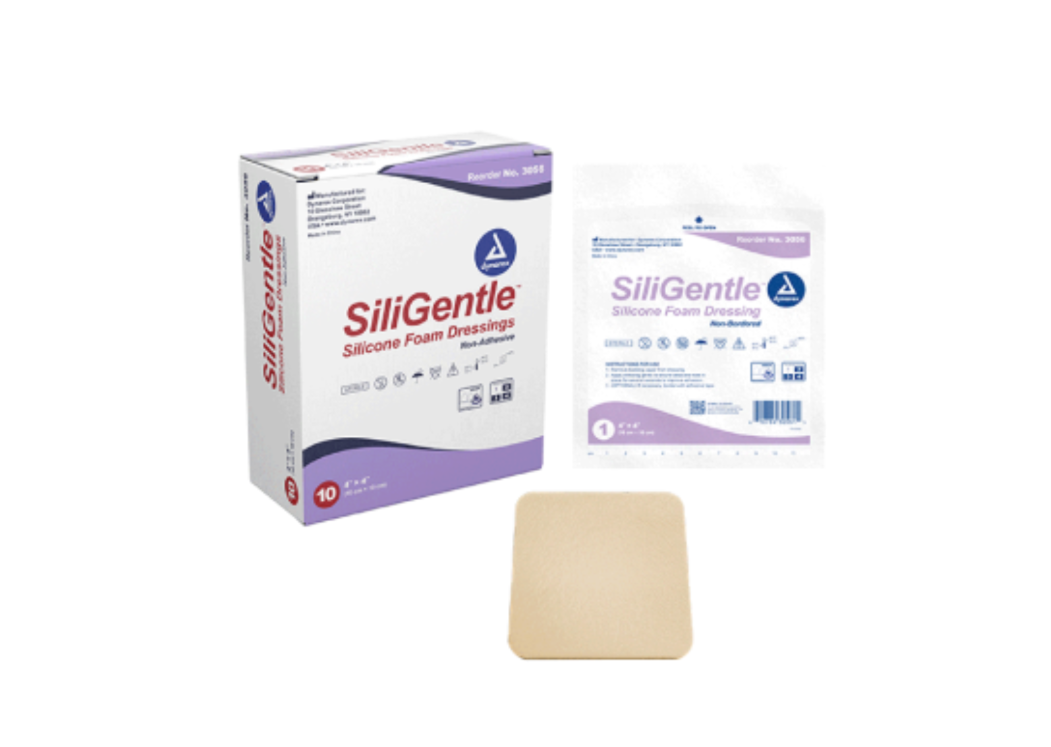 Dressing Self Adherent Silicone Foam Dressing, SiliGentle, 4x4"10/Box