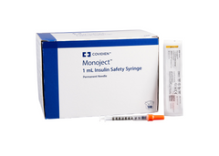 Insulin Syringe with Needle Monoject™ 1 mL 29 Gauge 1/2 Inch 100/box