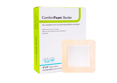 Thin Foam Dressing ComfortFoam™ Border 4 X 4 Inch With Border Silicone Adhesive Square, 10/Box