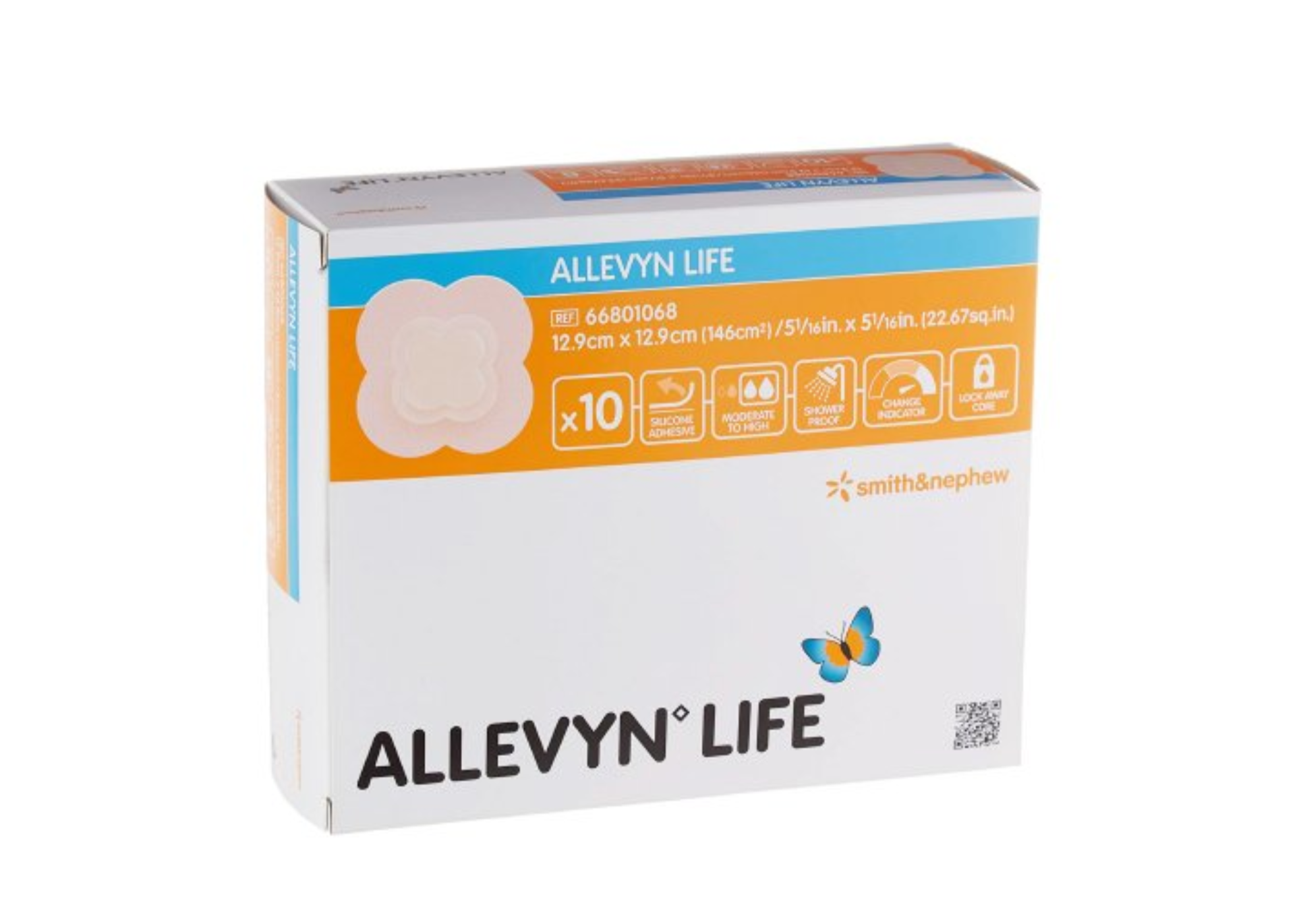 Foam Dressing Allevyn Life 5--1/16 X 5-1/16 Inch With Border Film Backing Silicone Gel Adhesive Quadrilobe Sterile 10/box