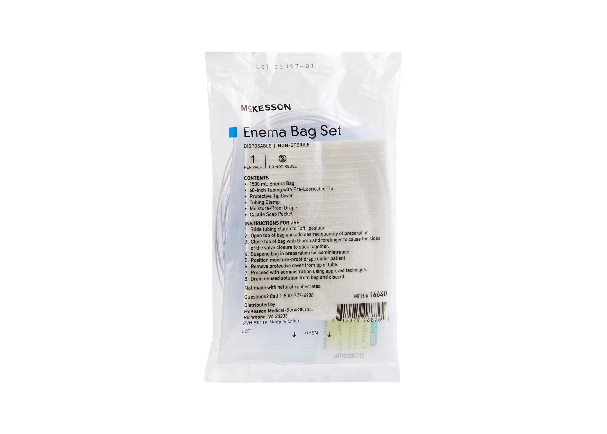Enema Bag Set NonSterile 1500 mL, Each