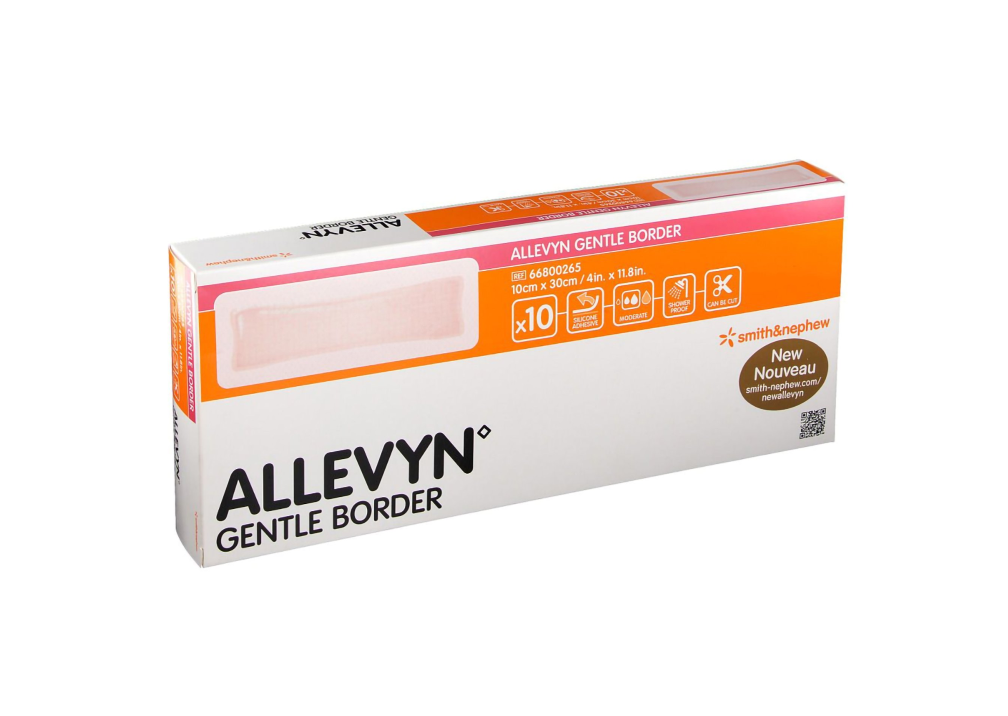 Foam Dressing Allevyn Gentle Border 4 X 12 Inch With Border Film Backing Silicone Gel Adhesive Rectangle Sterile