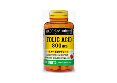 Folic Acid, 800 MCG, 100 Tablets per Bottle