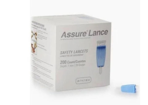 Lancet Assure Microflow Lancet Needle 1.0 mm Depth 28 Gauge Push Button Activation, 200/box