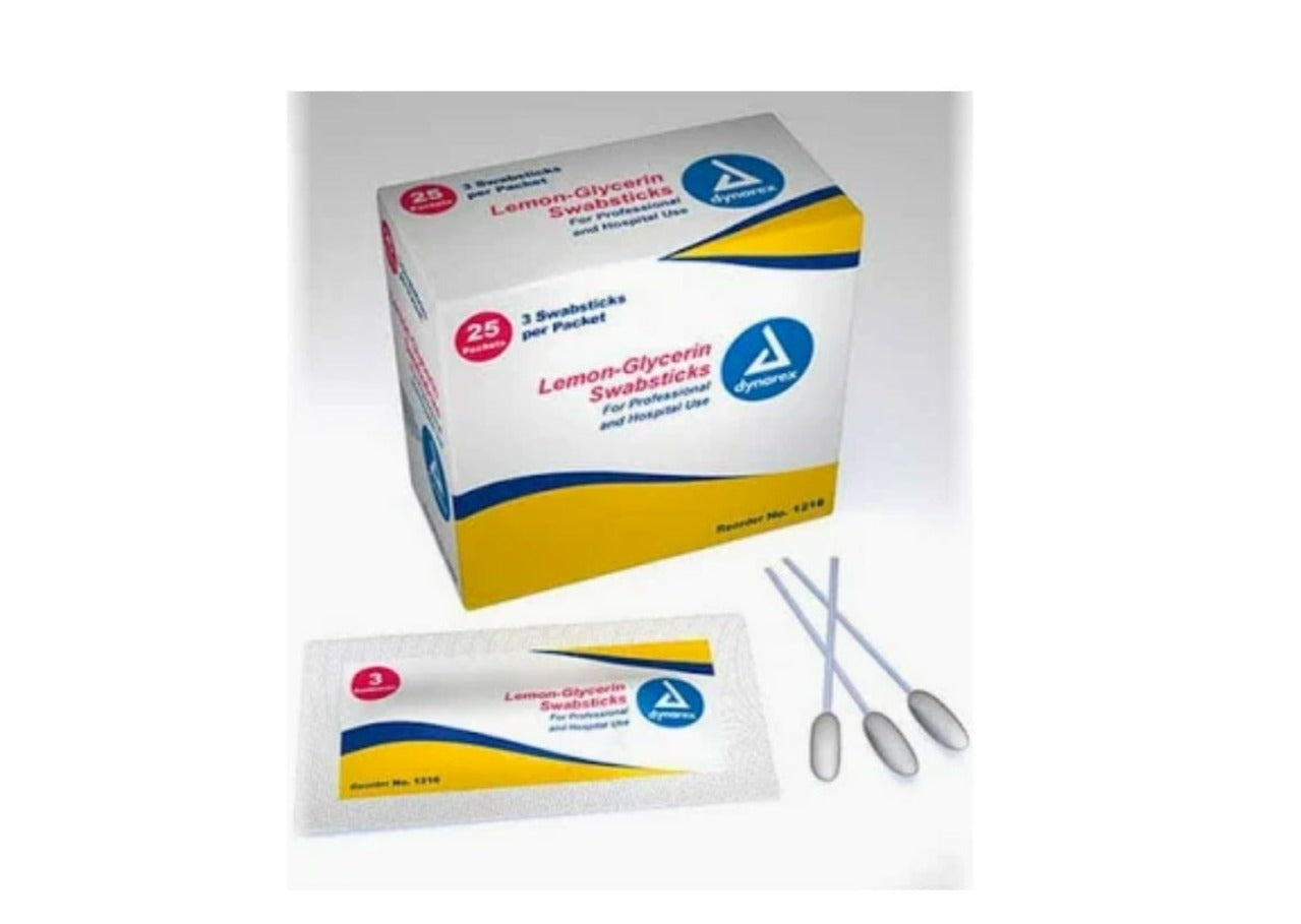 Swabsticks Lemon-Glycerin Swabsticks, 3  per Packet, 25 Packets per Box