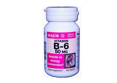 Vitamin B-6 50 MG, 100 Tablets per Bottle
