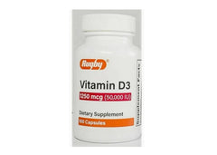 Vitamin D3 50,000 IU..100 Capsules per Bottle